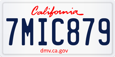 CA license plate 7MIC879