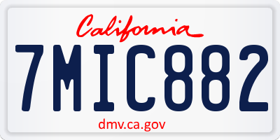 CA license plate 7MIC882