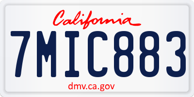 CA license plate 7MIC883