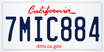 CA license plate 7MIC884
