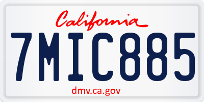 CA license plate 7MIC885