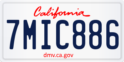 CA license plate 7MIC886
