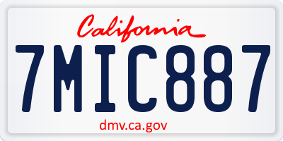 CA license plate 7MIC887