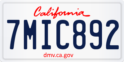 CA license plate 7MIC892