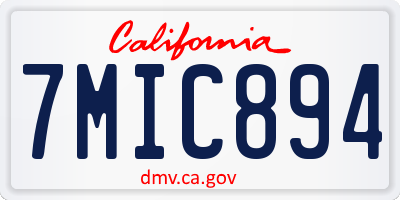 CA license plate 7MIC894