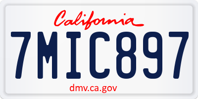 CA license plate 7MIC897