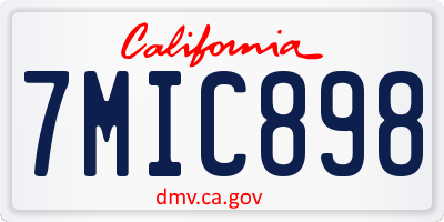 CA license plate 7MIC898
