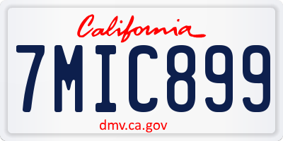 CA license plate 7MIC899