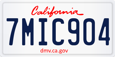 CA license plate 7MIC904