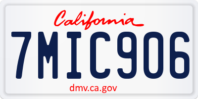 CA license plate 7MIC906
