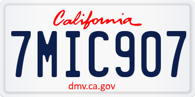 CA license plate 7MIC907