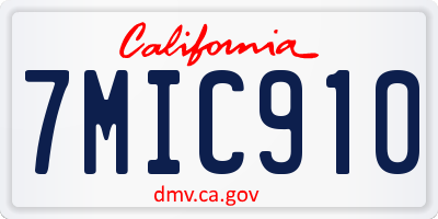 CA license plate 7MIC910