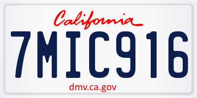 CA license plate 7MIC916