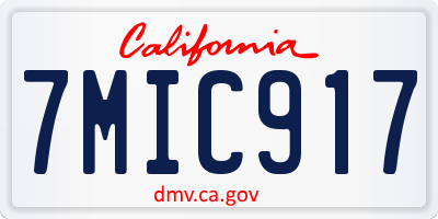 CA license plate 7MIC917