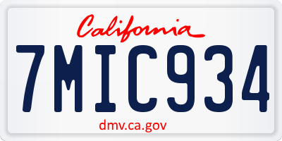 CA license plate 7MIC934
