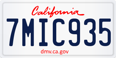 CA license plate 7MIC935