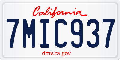 CA license plate 7MIC937