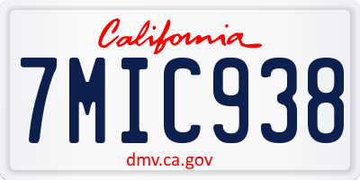 CA license plate 7MIC938