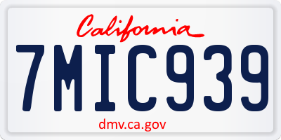 CA license plate 7MIC939