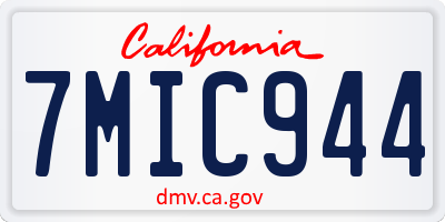 CA license plate 7MIC944