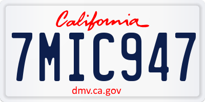 CA license plate 7MIC947