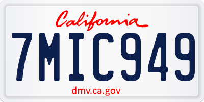 CA license plate 7MIC949
