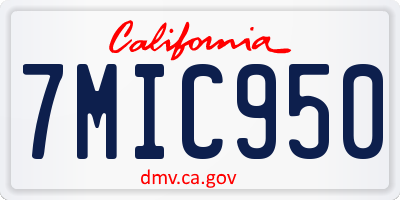 CA license plate 7MIC950