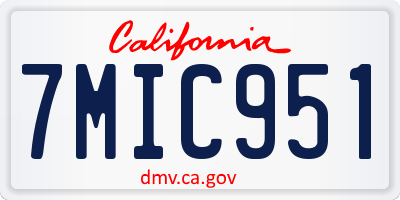 CA license plate 7MIC951