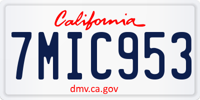 CA license plate 7MIC953