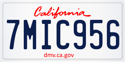 CA license plate 7MIC956