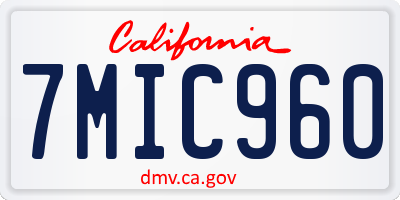 CA license plate 7MIC960