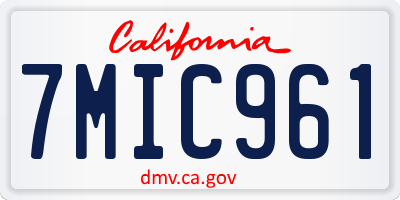 CA license plate 7MIC961