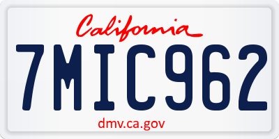 CA license plate 7MIC962