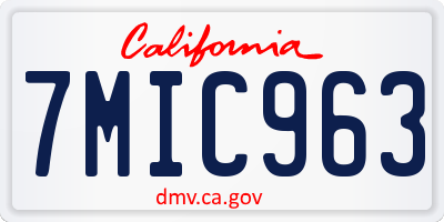 CA license plate 7MIC963