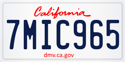 CA license plate 7MIC965