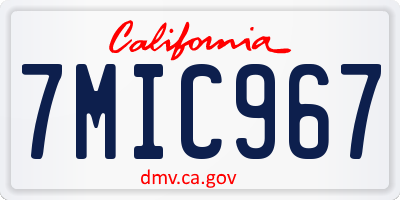 CA license plate 7MIC967