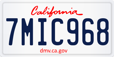 CA license plate 7MIC968