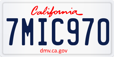 CA license plate 7MIC970