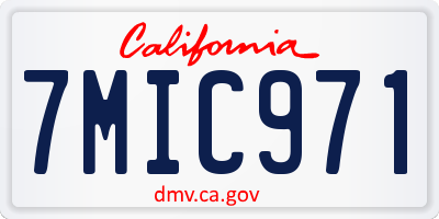 CA license plate 7MIC971