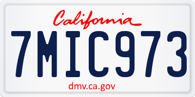 CA license plate 7MIC973