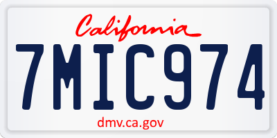 CA license plate 7MIC974
