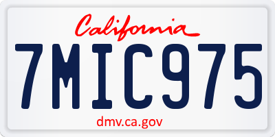CA license plate 7MIC975
