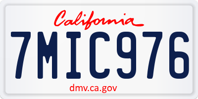 CA license plate 7MIC976