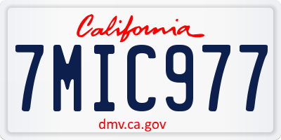 CA license plate 7MIC977