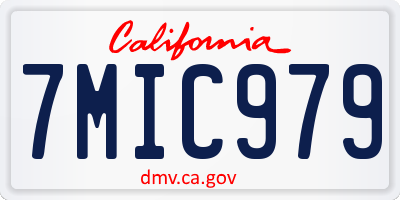 CA license plate 7MIC979