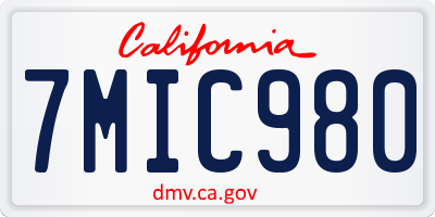 CA license plate 7MIC980