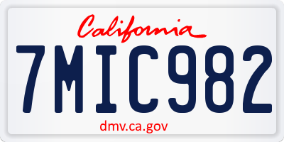 CA license plate 7MIC982