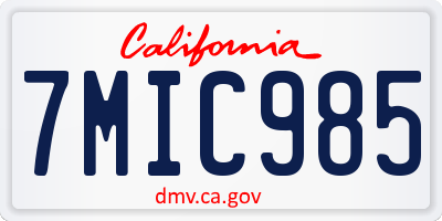 CA license plate 7MIC985