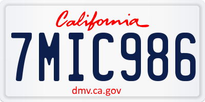 CA license plate 7MIC986