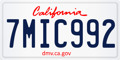 CA license plate 7MIC992